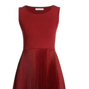 Elie Tahari
Mixed Media Pleated Midi-Dress French Red